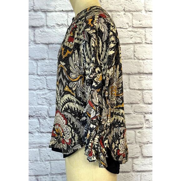 Anthropologie Ranna Gill Womens XS Blouse Top Shirt Dressy Boho Tie Neck Sequin‎ - Picture 4 of 14